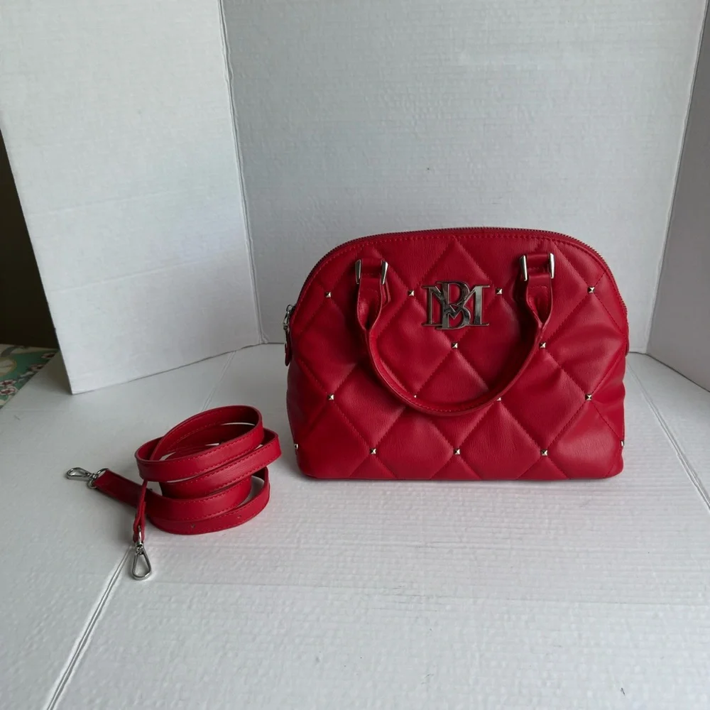 Badgley Mischka || Large Red Quilted/studded Crossbody Purse